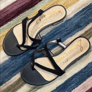 Sam Edelman Black Strappy Leather Slide Sandals